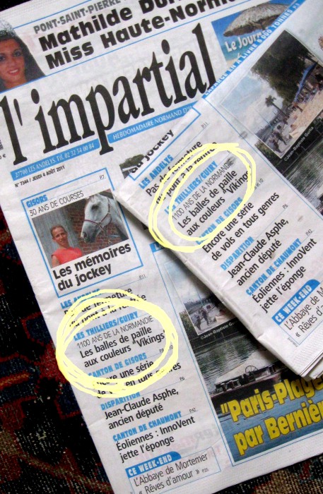 Limpartial 4 aot 2011 page 1 Les Thilliers/Guiry 1100 ans de la normandie Les balles de paille aux couleurs vikings